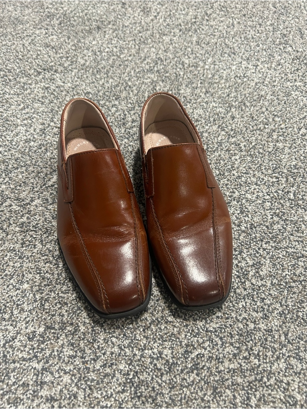 Boys Florsheim Brown Leather Slip-On Dress Shoes